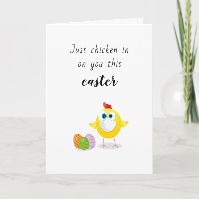 Tarjeta cuarentena divertida huevo de Pascua pollo/gallina (Anverso)