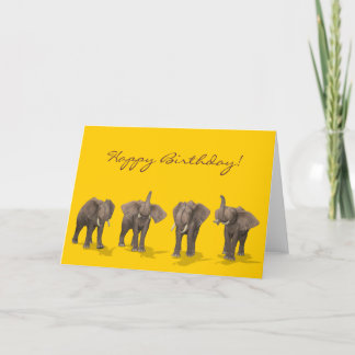 Tarjeta Cuarteto de Elefantes Feliz Cumpleaños