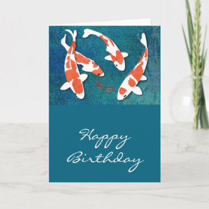 Tarjeta Cuarteto de Kohaku anaranjado y blanco Koi