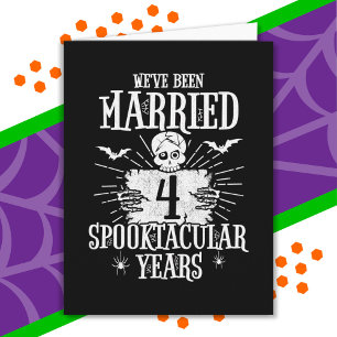 Tarjeta Cuarto aniversario Boda de Halloween Spooktacular