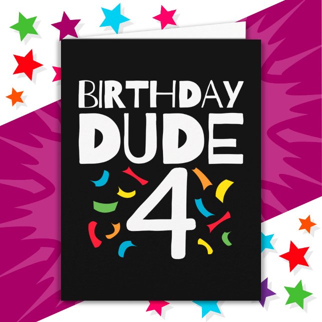 Tarjeta Cuarto cumpleaños niño de 4 años Fiesta Amigo de c (Subido por el creador)