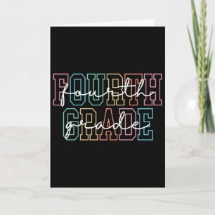 Tarjeta Cuarto Grado Regreso A La Escuela Retro Primer Día