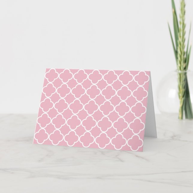 Tarjeta Cuatrefoil rosa, lámina de labranza, enrejado marr (Anverso)