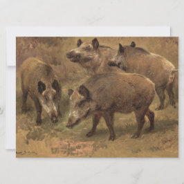 Tarjeta Cuatro Boars en un paisaje francés (por Rosa Bonhe