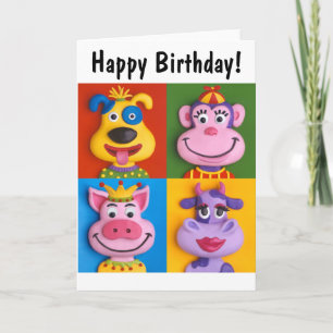 Tarjeta Cuatro caras de animales