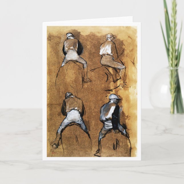 Tarjeta Cuatro estudios de un jockey, Edgar Degas (Anverso)