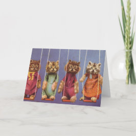 Tarjeta Cuatro gatos en balancines