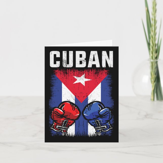 Tarjeta Cuba Boxeo Con Guantes Y Bandera Cubana (Anverso)