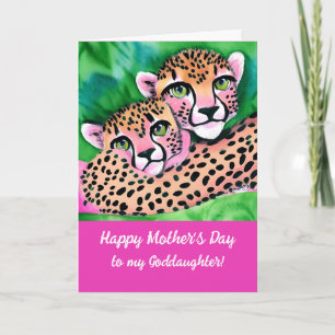 Tarjeta Cubo de chita rosada + Día de la Madre de la hija