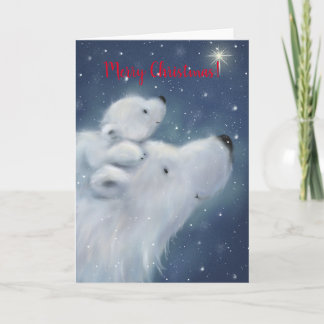 Tarjeta Cubo lindo con oso polar, Feliz Navidad