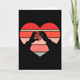 Tarjeta Cubo rompecabezas corazón cubismo retro para San V