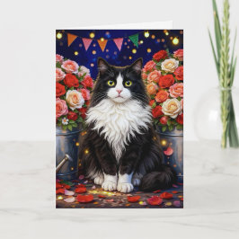 Tarjeta Cubos, Llenos De Rosas ,gato