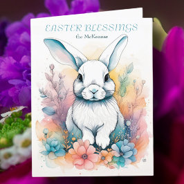 Tarjeta Cubre Rabbit Floral Watercolor Easter