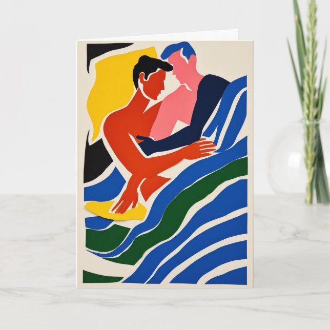 Tarjeta Cuchara de papel cortado Abrazo (Anverso)