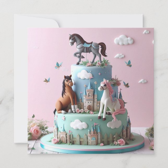 TARJETA CUCHILA DE CUMPLEAÑOS CON TEMA DE CUTE PONY (Anverso)