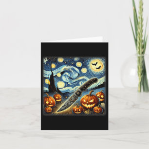 Tarjeta Cuchillo Chef Noche Estrellada Halloween 