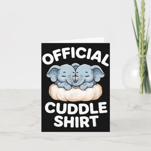 Tarjeta Cuddle Shirt Cute Baby Elephant Snuggle  (Anverso)