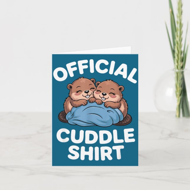 Tarjeta Cuddle Shirt Cute Beavers Snuggling  (Anverso)