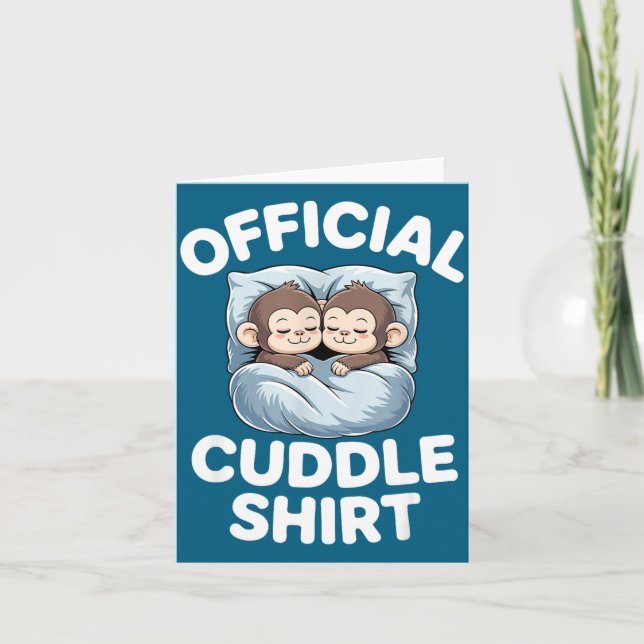 Tarjeta Cuddle Shirt Cute Sleepy Monkey Couple  (Anverso)
