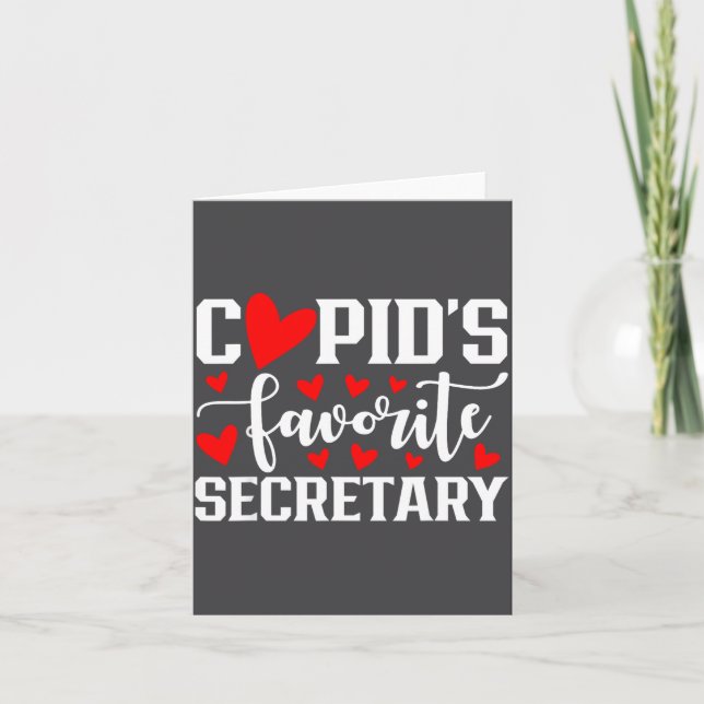 Tarjeta Cud's Favorite Secretary Cute Heart Valentine's Da (Anverso)