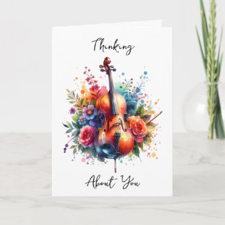 Tarjeta Cuello acuarela y flores pensando en ti