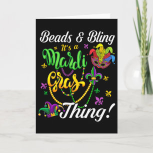 Tarjeta Cuentas y Brillo Es una Cosa de Mardi Gras Carnava