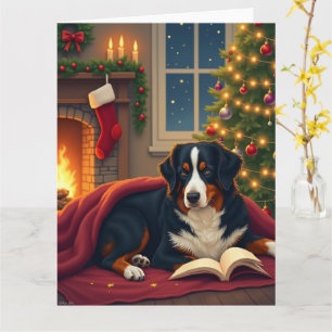 Tarjeta Cuento de Navidad del Perro de la Montaña de Berna