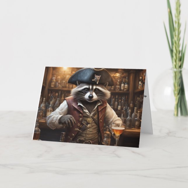 Tarjeta Cuento divertido de cumpleaños de mapache pirata b (Anverso)