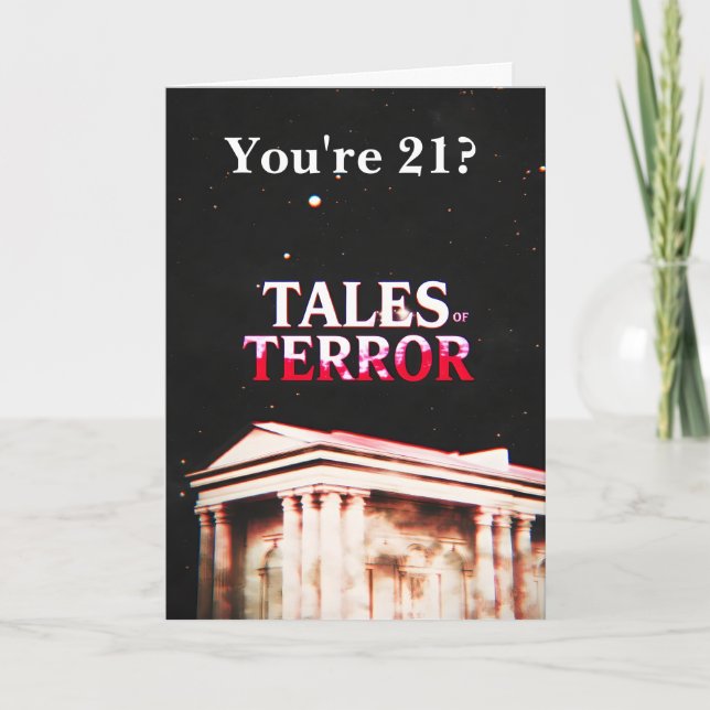Tarjeta Cuentos de mausoleo del terror 21º cumpleaños (Anverso)
