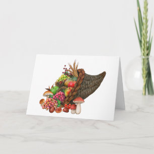 Tarjeta Cuerno de abundante cosecha otoñal - Frutas, verdu