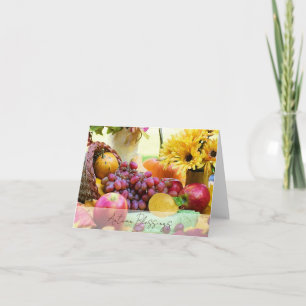 Tarjeta Cuerno de la abundancia de otoño con texto persona