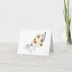 Tarjeta Cuerno de la Abundancia Girasoles Calabazas