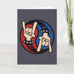 Tarjeta Cuernos de diablo de Rock and Roll Yin Yang