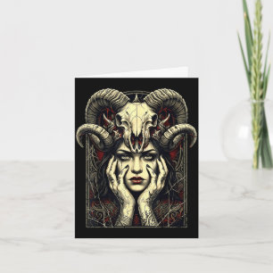 Tarjeta Cuernos góticos bruja oculta fantasía chica demoni