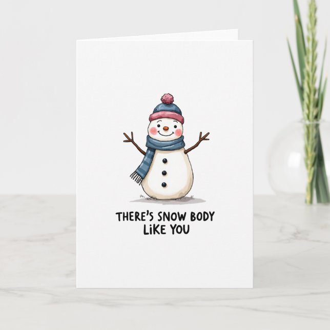 Tarjeta Cuerpo de Nieve Como Tu Snowman Pun Love Card (Anverso)