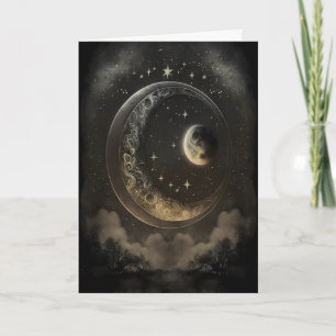 Tarjeta Cuerpos Celestes Lunas Dark Academia, Antiguo