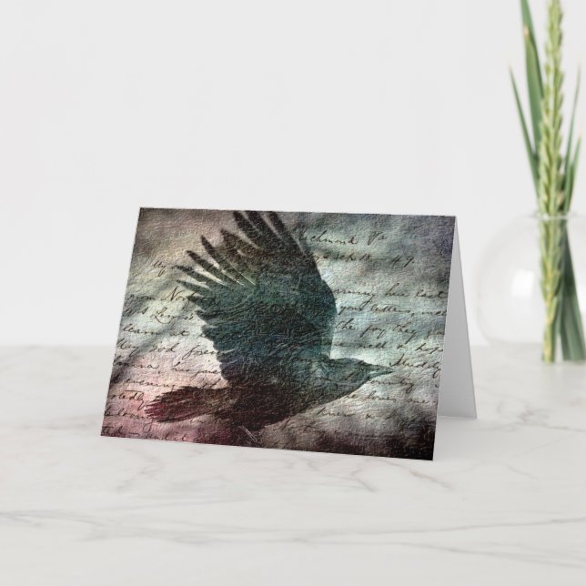 Tarjeta Cuervo del Grunge del Poe, cumpleaños (Anverso)