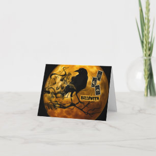 Tarjeta Cuervo negro espeluznante, cartas de tarot Hallowe