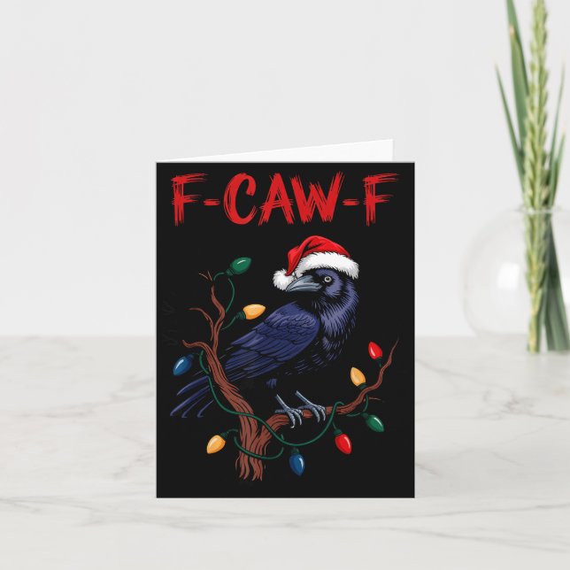 Tarjeta Cuervo Negro, F-caw-f Meme Pájaro Negro Con Gorro  (Anverso)
