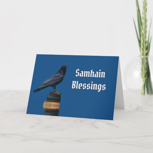 Tarjeta Cuervo o Corneja y Libros Samhain (Anverso)