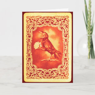 Tarjeta Cuervo Rojo Vintage Jugando Póquer