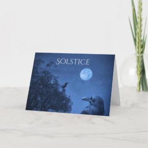Tarjeta Cuervos del Solsticio de Invierno y Cielo Nocturno