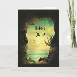 Tarjeta Cueva con vista a un mar tropical Pascua