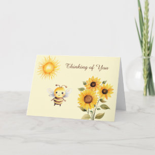 Tarjeta Cuidada acuarela Abeja y girasol