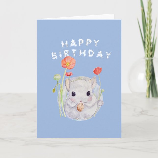 Tarjeta Cuidada acuarela Baby Chinchilla (Anverso)