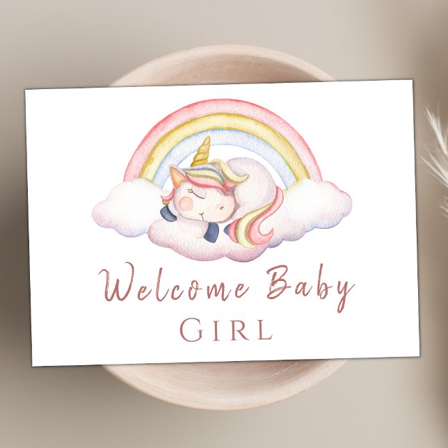 Tarjeta Cuidada acuarela Unicornio Bienvenida a Bebé (Subido por el creador)