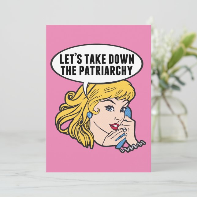 Tarjeta Cuidada cita antipatriarcal de arte pop retro femi (Anverso de pie)