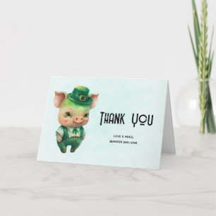 Tarjeta Cuidada Green Fairytale Pig in Fancy Attire Gracia