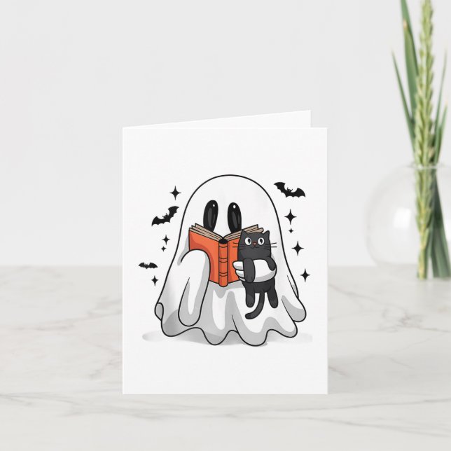 Tarjeta Cuidada Halloween Ghost Reading Book Tank Top_1 (Anverso)