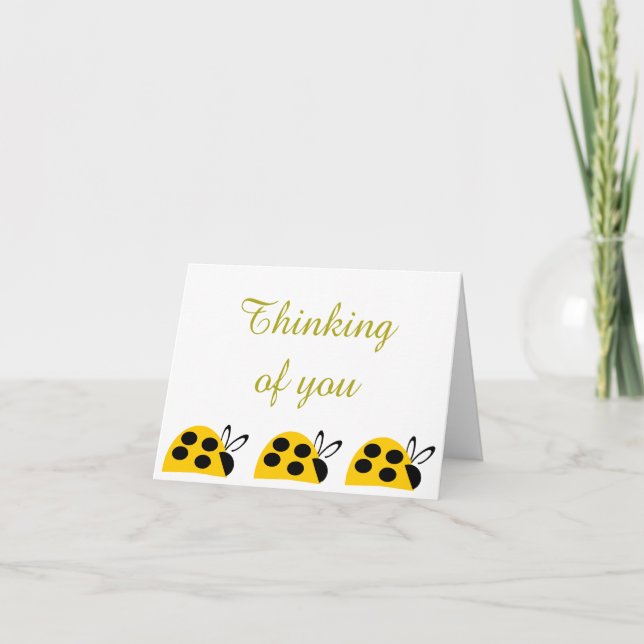 Tarjeta Cuidada Ladybug Amarilla Pensando En Ti (Anverso)